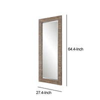 65 Inch Wood Wall Mirror, Tall, Distressed Weathered Brown - BM277018