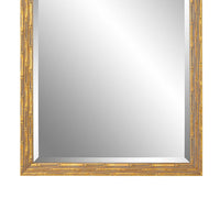 34 Inch Wood Rectangular Wall Mirror, Bamboo Design, Gold, Gray - BM277019