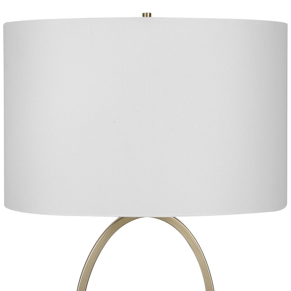 27 Inch Metal Table Lamp, Oval Center Ring, Gold, White - BM277022