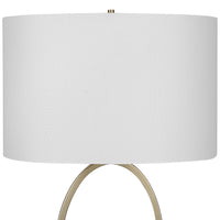 27 Inch Metal Table Lamp, Oval Center Ring, Gold, White - BM277022