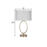 27 Inch Metal Table Lamp, Oval Center Ring, Gold, White - BM277022