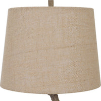 22 Inch Polyresin Table Lamp, Antlers, Burlap Shade, Beige - BM277034