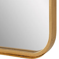 38 Inch Wood Wall Mirror, Metal Frame, Rounded Corners, Gold - BM277040