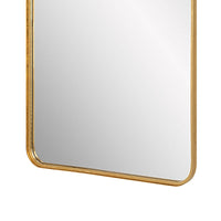 38 Inch Wood Wall Mirror, Metal Frame, Rounded Corners, Gold - BM277040