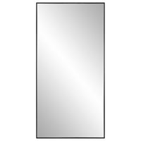 40 Inch Wood Wall Mirror, Rectangular Thin Frame, Black - BM277041