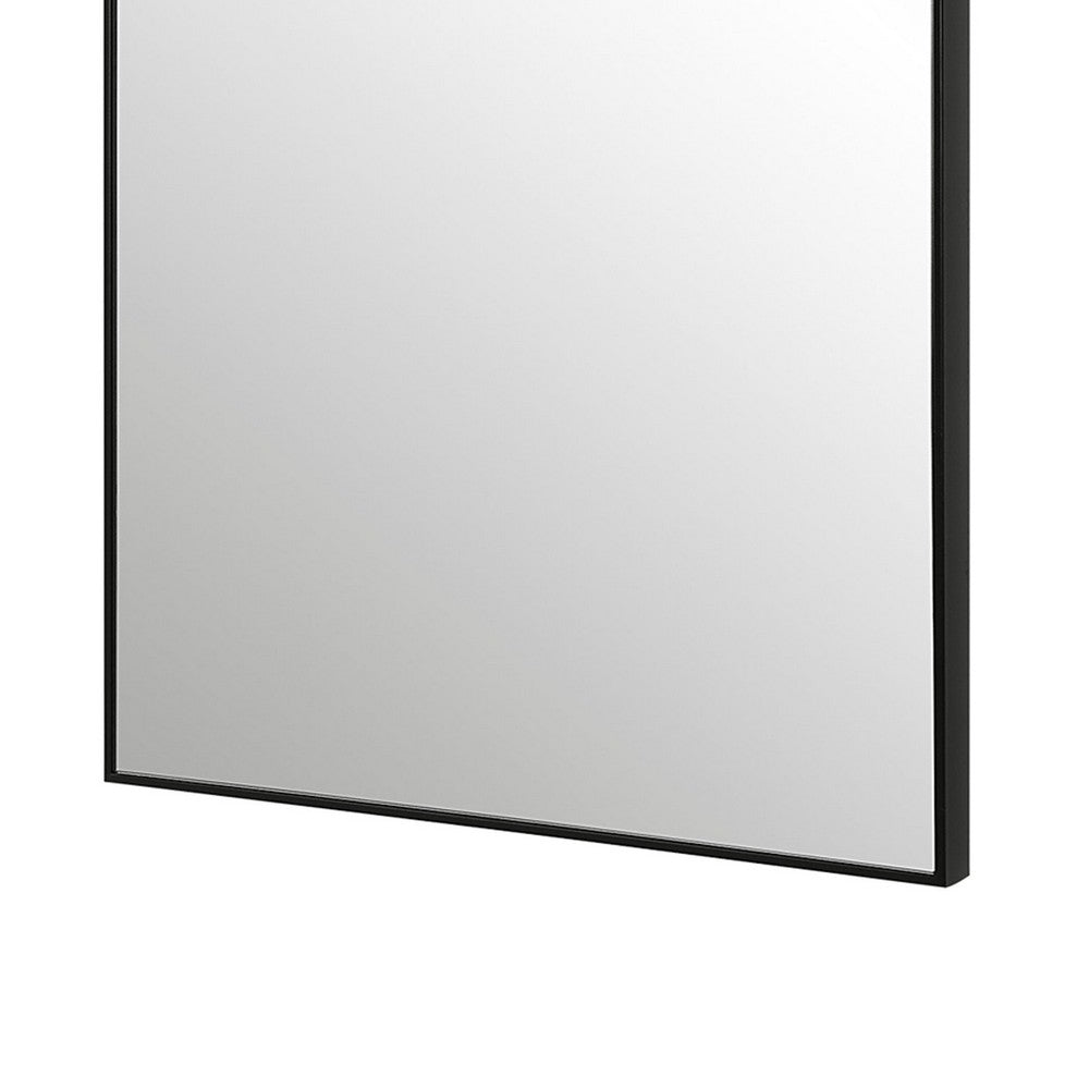 40 Inch Wood Wall Mirror, Rectangular Thin Frame, Black - BM277041