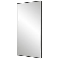 40 Inch Wood Wall Mirror, Rectangular Thin Frame, Black - BM277041