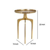 22 Inch Metal Round Accent Table, Three Curved Legs, Gold - BM277048