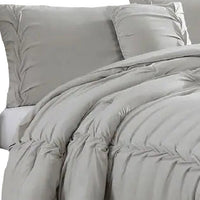 Tyler 8 Piece Puckered Queen Size Comforter Set, The Urban Port, Light Gray - BM277108