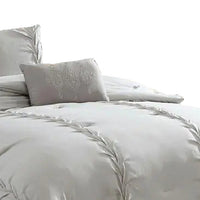 Tyler 8 Piece Puckered Queen Size Comforter Set, The Urban Port, Light Gray - BM277108