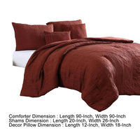 Alice 5 Piece Textured Microfiber Queen Comforter Set, The Urban Port, Red - BM277112