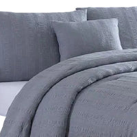 Alice 4 Piece Textured Microfiber Queen Comforter Set, The Urban Port, Gray - BM277116