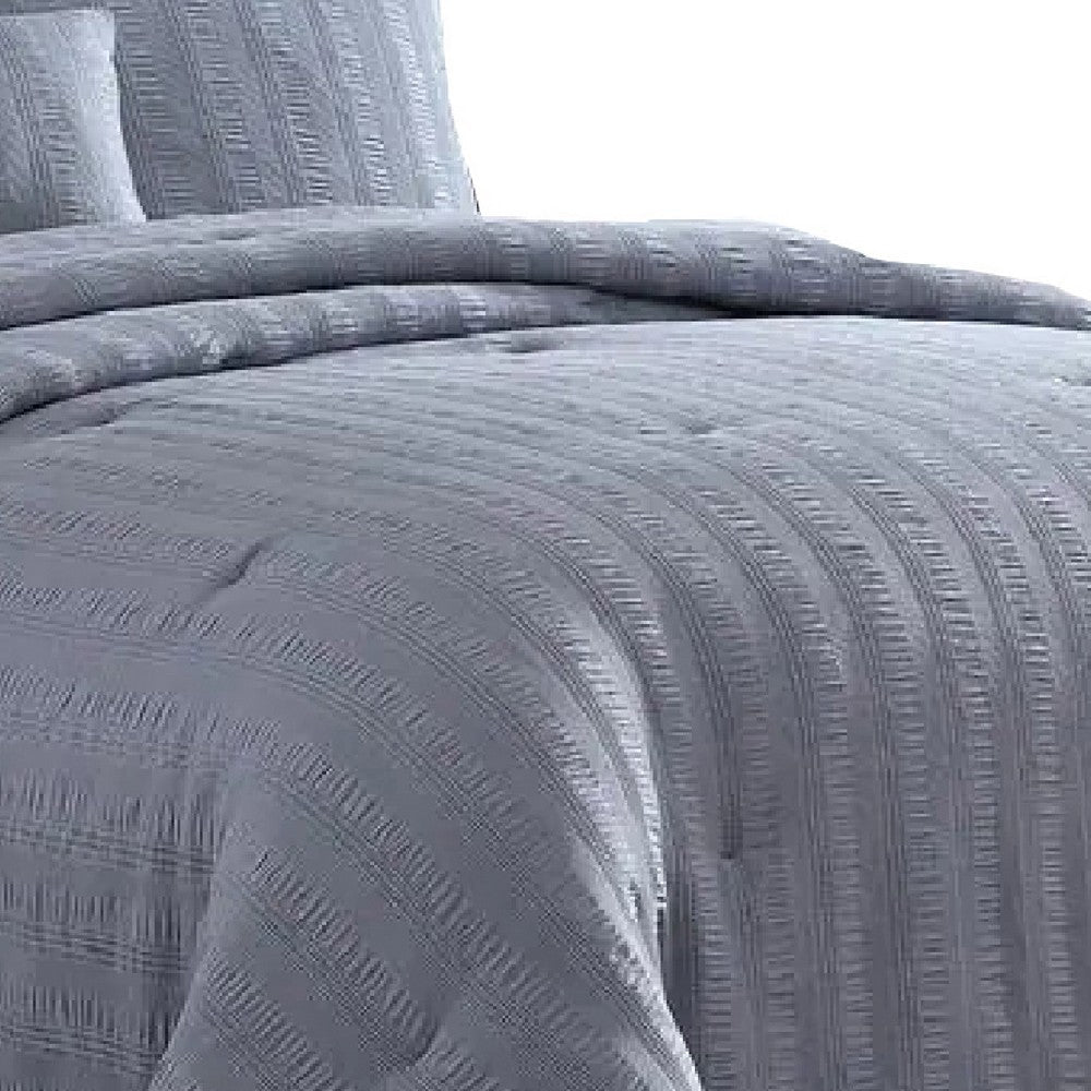 Alice 4 Piece Textured Microfiber Queen Comforter Set, The Urban Port, Gray - BM277116