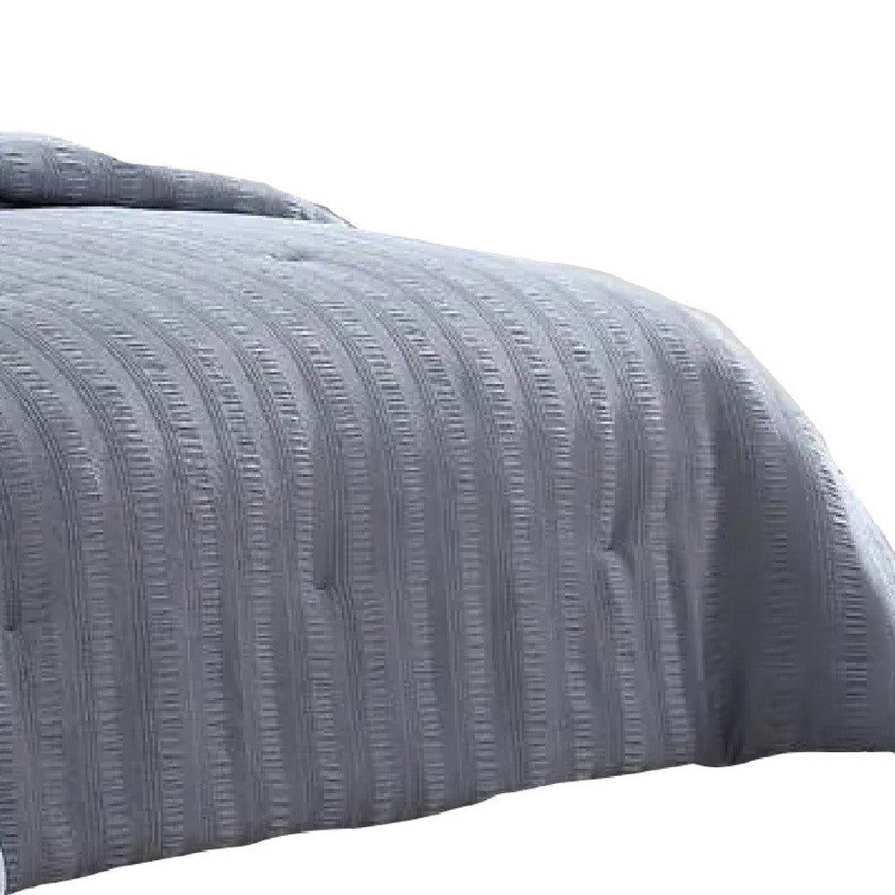 Alice 4 Piece Textured Microfiber Queen Comforter Set, The Urban Port, Gray - BM277116