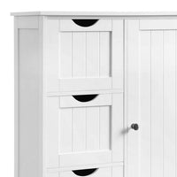 Deavan 32 Inch Wood Multipurpose Storage Cabinet, 3 Drawers, 1 Door, White - BM277128