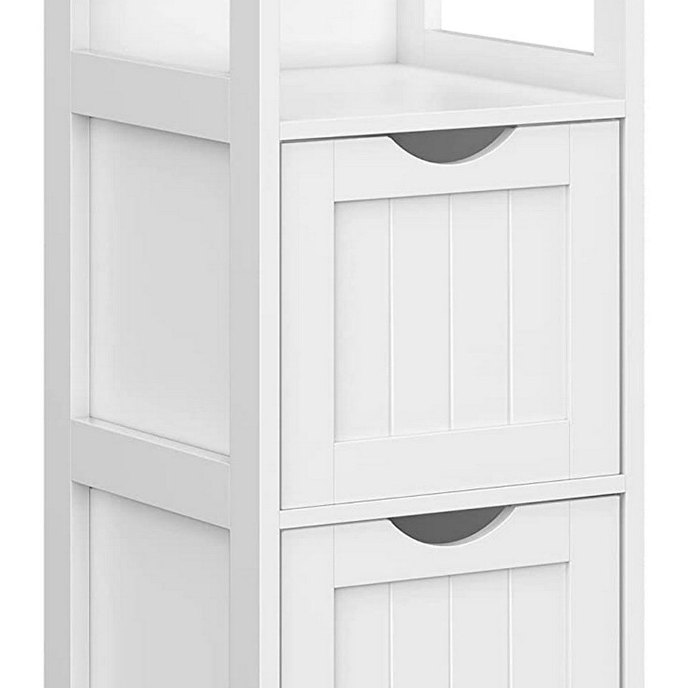 Deavan 35 Inch Multipurpose Bathroom Linen Organizer, 2 Drawers, White - BM277129