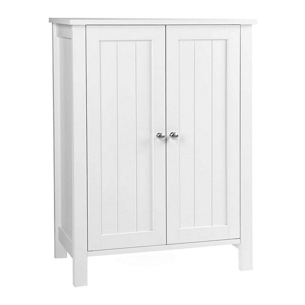 Deavan 31 Inch Wood Bathroom Storage Cabinet, 2 Doors, Plank Style, White - BM277133