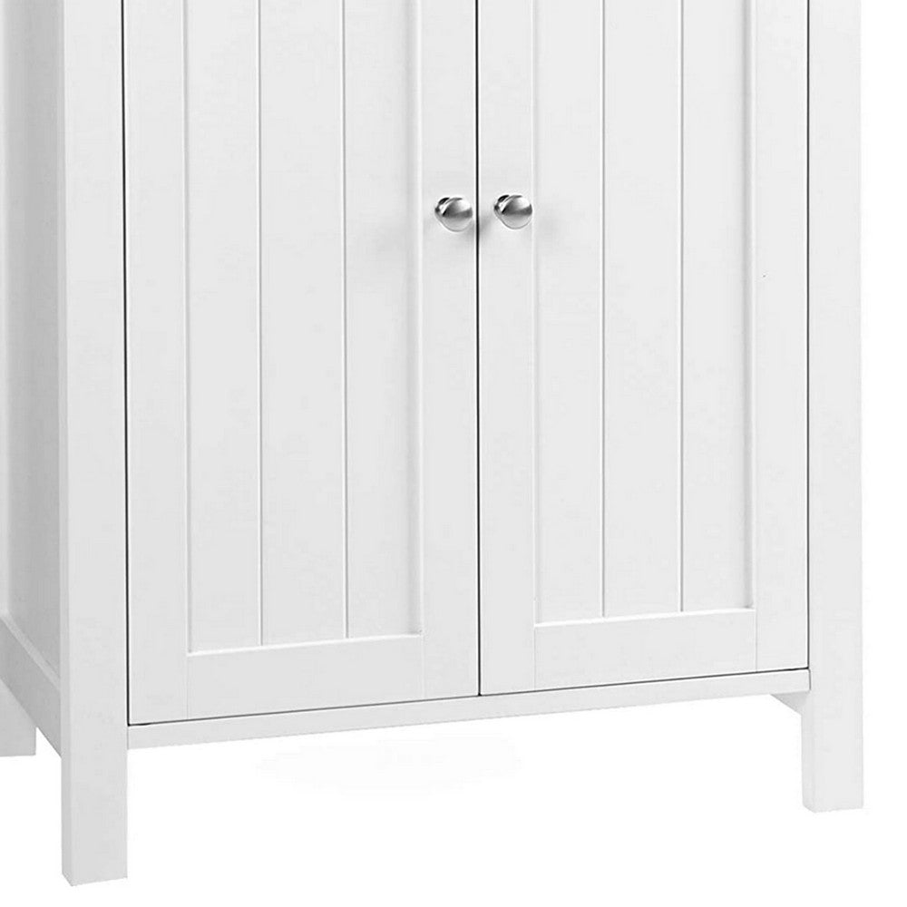 Deavan 31 Inch Wood Bathroom Storage Cabinet, 2 Doors, Plank Style, White - BM277133