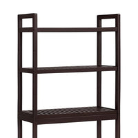 Glenn 64 Inch 3 Tier Bathroom Organizer, Bamboo, Adjustable Shelves, Brown - BM277148