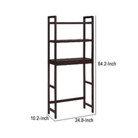 Glenn 64 Inch 3 Tier Bathroom Organizer, Bamboo, Adjustable Shelves, Brown - BM277148