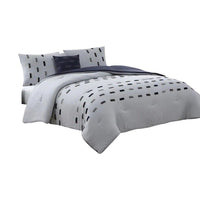 Owen 4 Piece Microfiber King Comforter Set, Pattern, The Urban Port, White - BM277184
