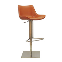 Cid 21-31 Inch Adjustable Counter Bar Stool, Vegan Leather, Swivel, Orange - BM277307