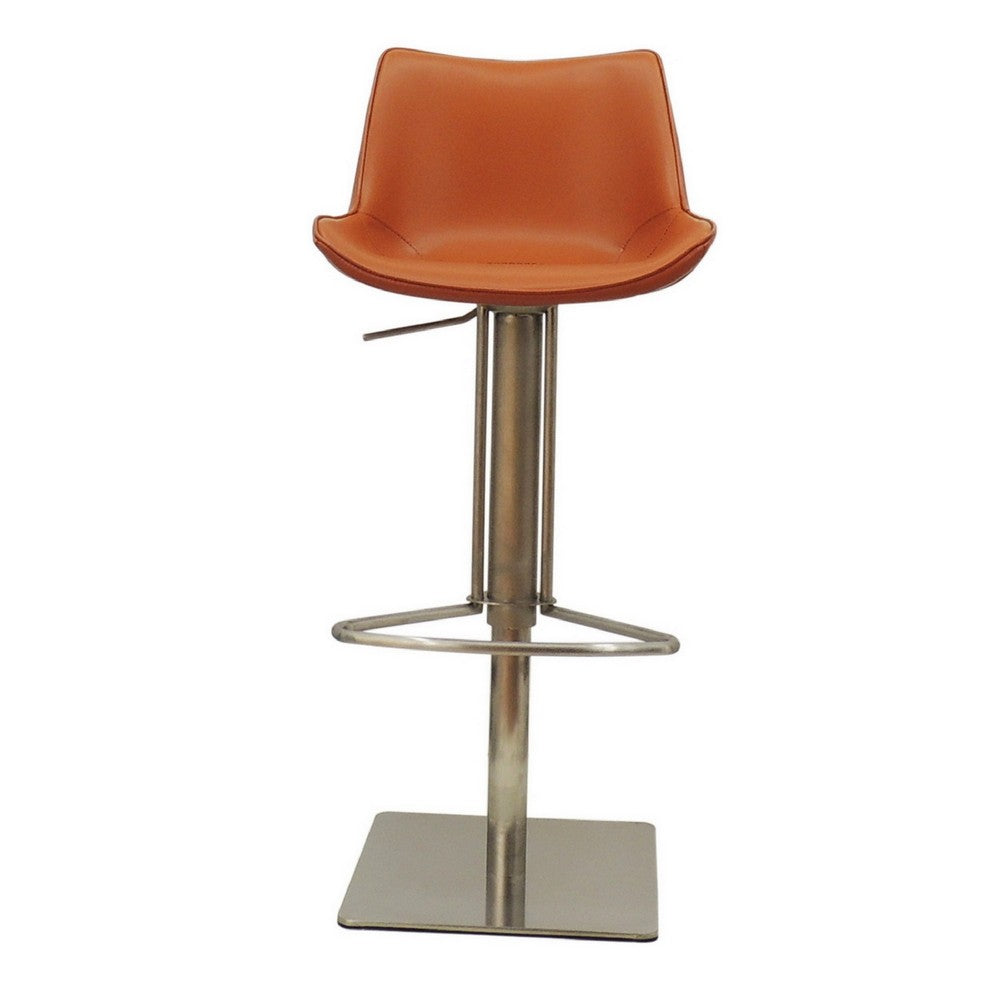 Cid 21-31 Inch Adjustable Counter Bar Stool, Vegan Leather, Swivel, Orange - BM277307