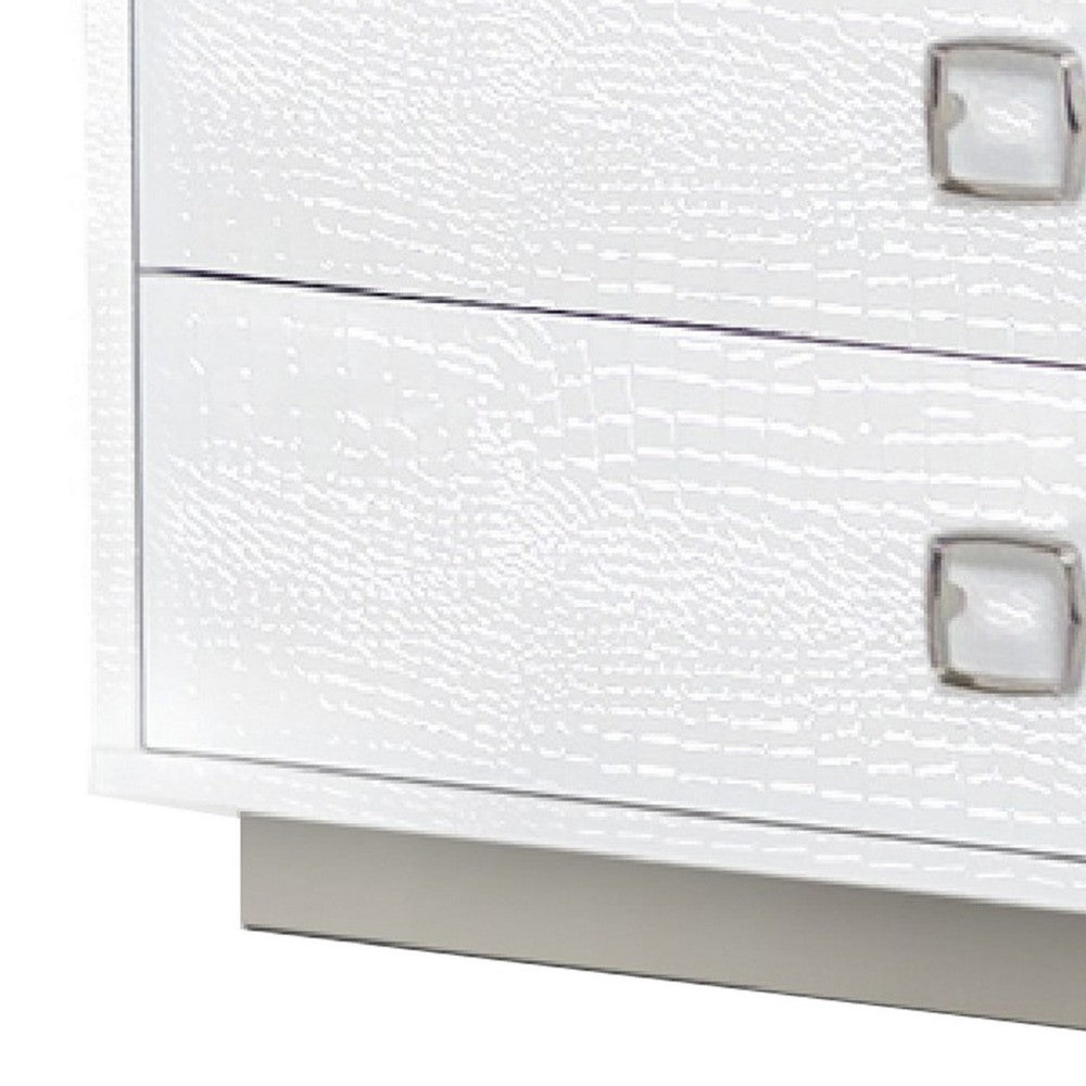 Hart 32 Inch Modern Nightstand, 2 Drawers, Textured Lacquer Finish, White - BM277355