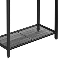 24 Inch Industrial End Table, Wood, Metal Frame, Mesh Shelf, Brown, Black - BM277372