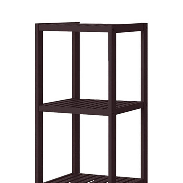 57 Inch Multifunctional Storage Rack Shelves, 5 Tier, Bamboo, Dark Brown - BM277378