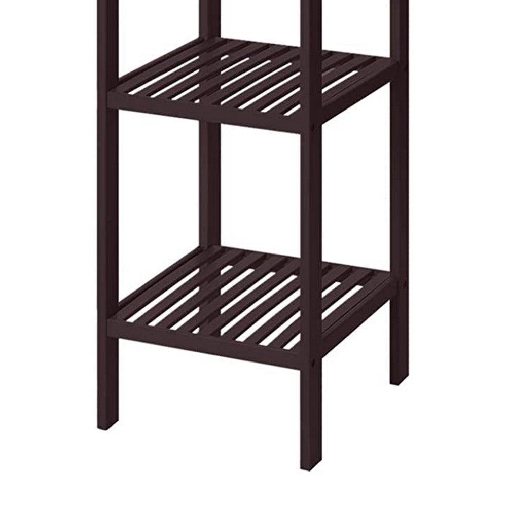 57 Inch Multifunctional Storage Rack Shelves, 5 Tier, Bamboo, Dark Brown - BM277378