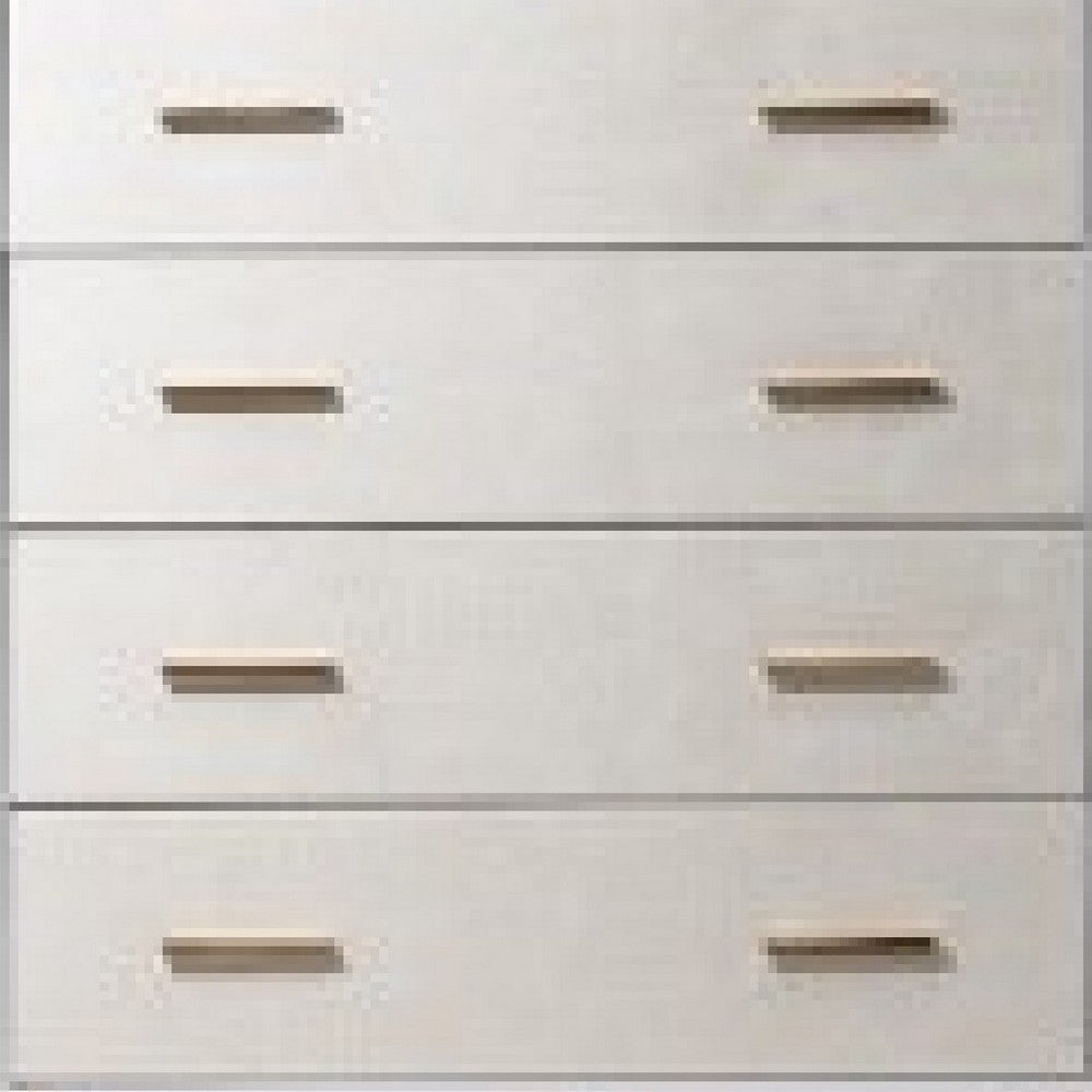 Emily 37 Inch Wood Tall Dresser Chest, 4 Drawers, Gold Handles, White - BM278988