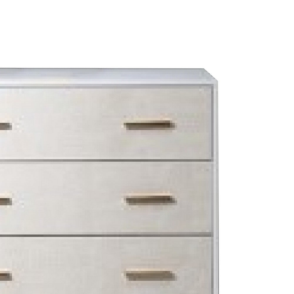 Emily 37 Inch Wood Tall Dresser Chest, 4 Drawers, Gold Handles, White - BM278988