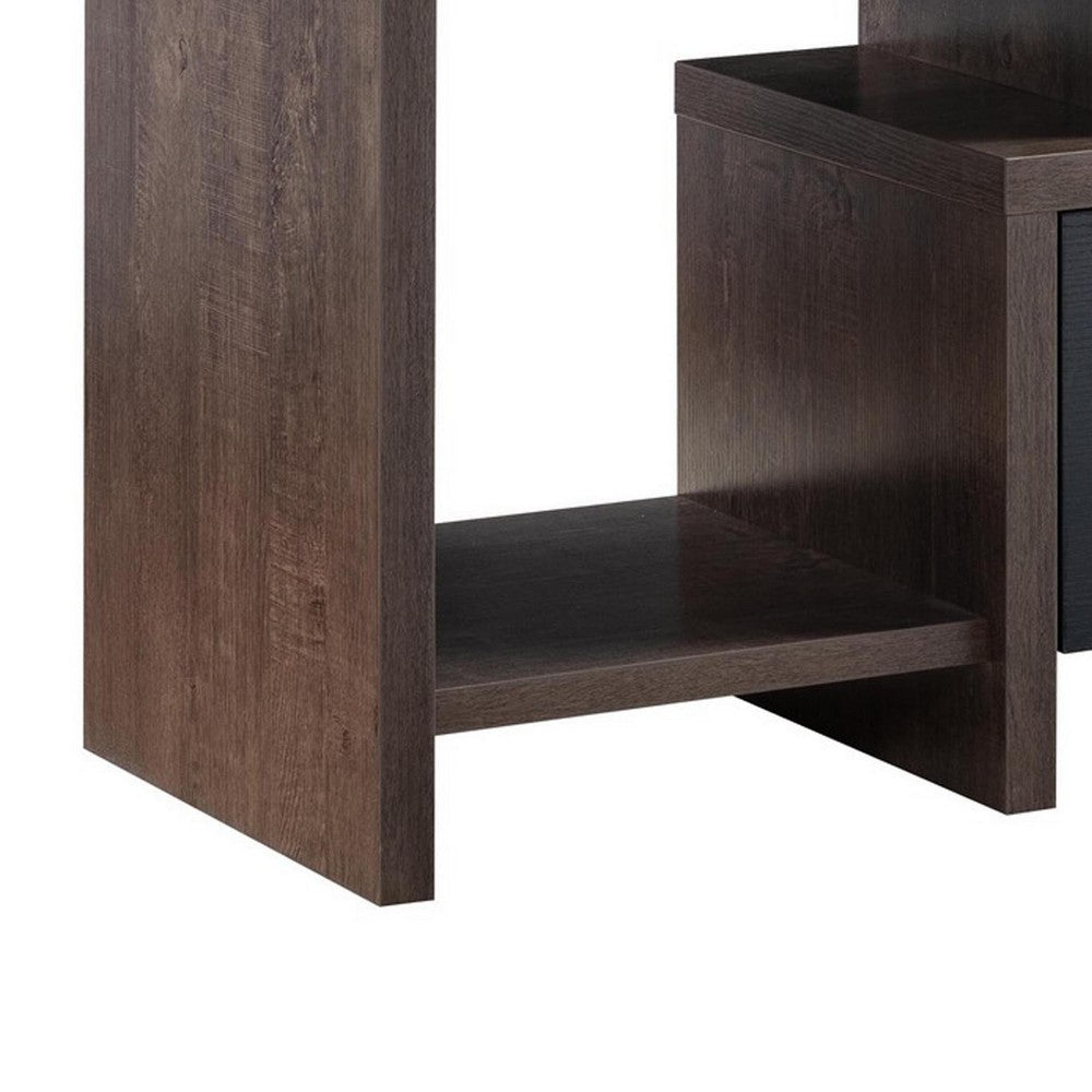 Elle 60 Inch TV Media Entertainment Console, 3 Compartments, Drawer, Walnut - BM279026