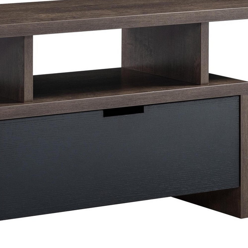 Elle 60 Inch TV Media Entertainment Console, 3 Compartments, Drawer, Walnut - BM279026