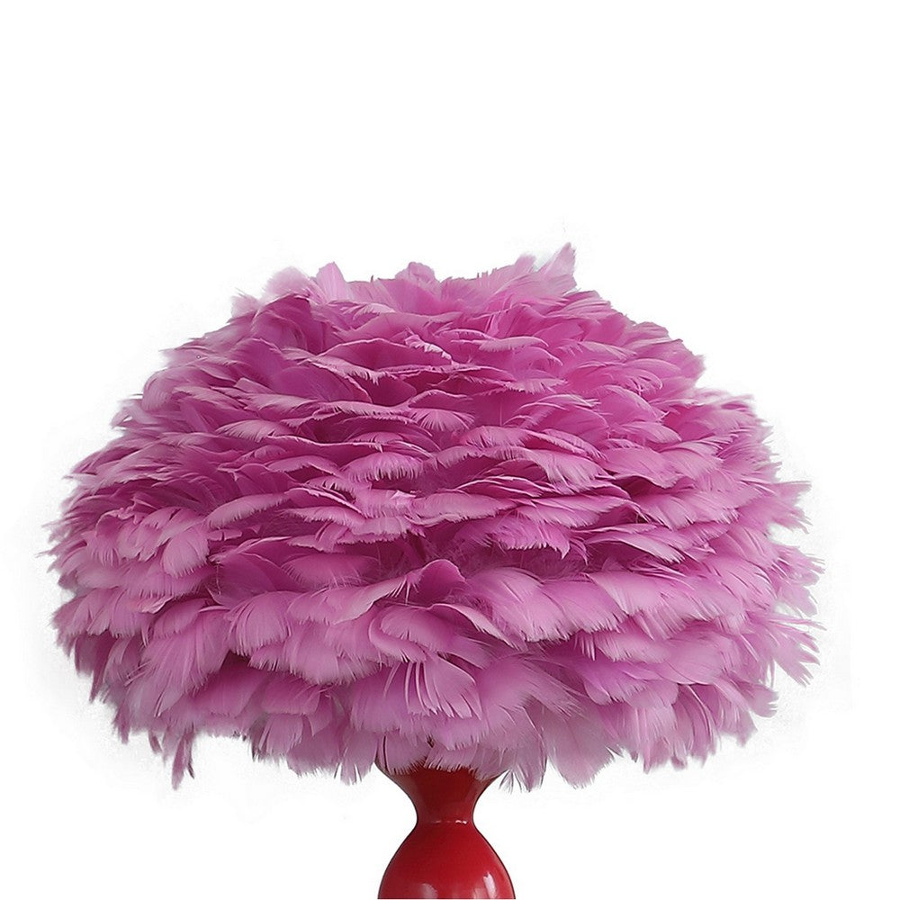 Lily 24 Inch Metal Glam Feather Table Lamp, Candlestick, 40W, Pink, Red - BM279099
