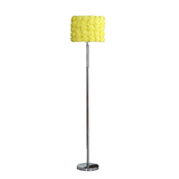 Finn 63 Inch Glamorous Floor Lamp, Rose Accent Shade, 100W, Yellow, Silver - BM279105