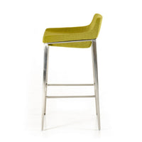 Cid 30 Inch Modern Bar Stool, Low Back, Metal Legs, Green - BM279136