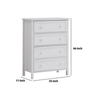 Mio 46 Inch 4 Drawer Tall Dresser Chest, Solid Wood, Glossy White - BM279146