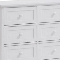 Mio 39 Inch 6 Drawer Dresser, Solid Wood, Molded Trim, Glossy White - BM279147