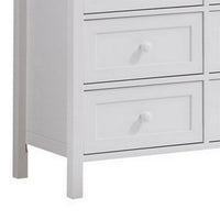 Mio 39 Inch 6 Drawer Dresser, Solid Wood, Molded Trim, Glossy White - BM279147