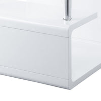 24 Inch Square Accent End Table, Glass Top, Open Shelf, White, Chrome - BM279165