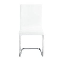 Tony 23 Inch Dining Side Chair, Vegan Faux Leather, Metal, Set of 2, White - BM279171