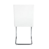 Tony 23 Inch Dining Side Chair, Vegan Faux Leather, Metal, Set of 2, White - BM279171