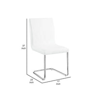 Tony 23 Inch Dining Side Chair, Vegan Faux Leather, Metal, Set of 2, White - BM279171