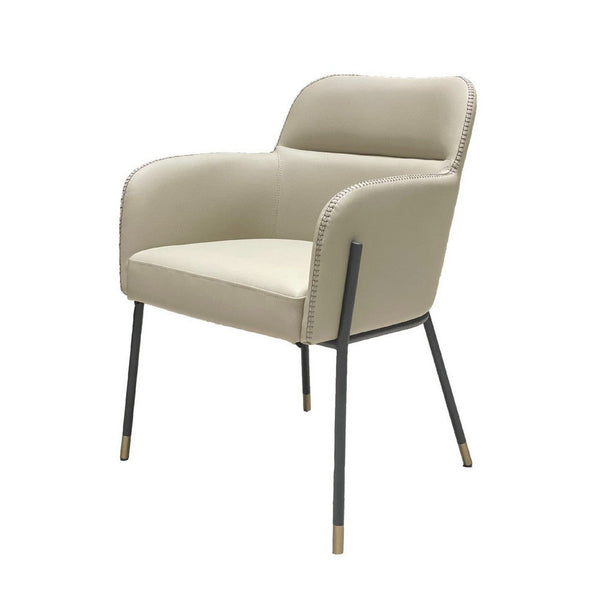 Cid 25 Inch Modern Dining Chair, Tight Back, Vegan Faux Leather, Beige - BM279185