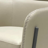 Cid 25 Inch Modern Dining Chair, Tight Back, Vegan Faux Leather, Beige - BM279185