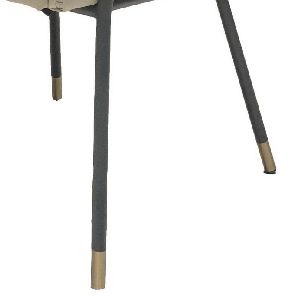 Cid 25 Inch Modern Dining Chair, Tight Back, Vegan Faux Leather, Beige - BM279185