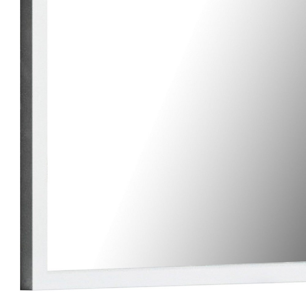 Noe 40 Inch Modern Mirror, Wood Frame, Portrait, Matte, White - BM279214