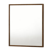 Noe 40 Inch Modern Wall Mirror, Sleek Wood Frame, Walnut Veneer - BM279246